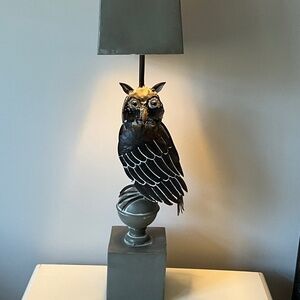 Owl (tin) rustic lamp. NEW! Statement piece for the owl lover